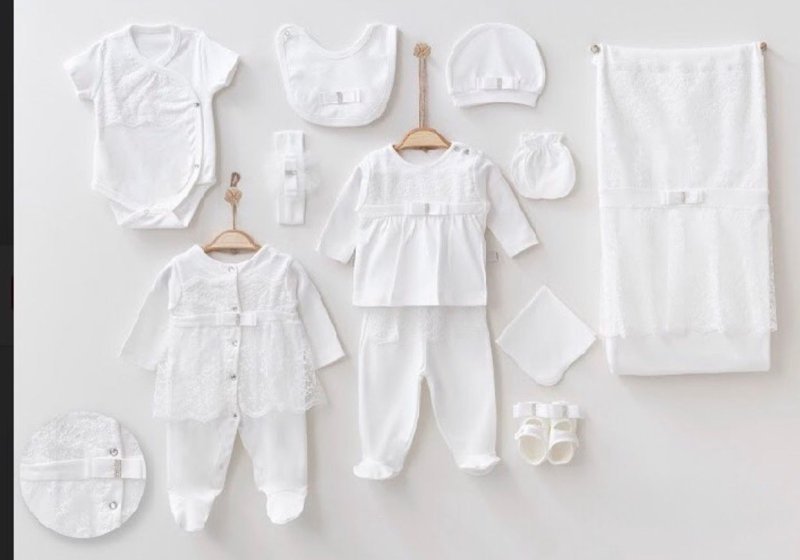 طقم حديث ولاده دانتيل ١٠ قطع قطن طبيعي🪡