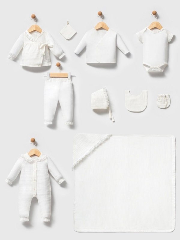 طقم حديث ولاده ١٠ قطع قطن طبيعي 🪡