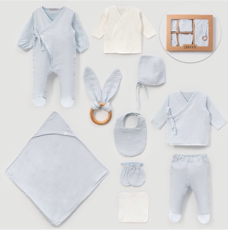 طقم حديث ولاده ١٠ قطع قماش موسلين 🪡