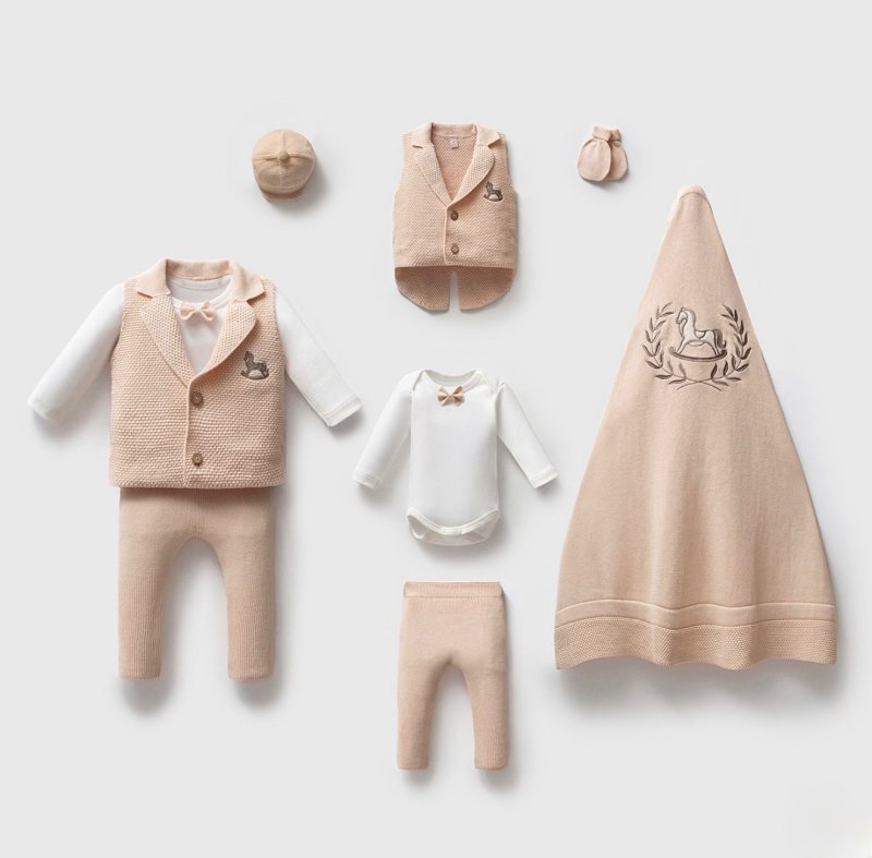 طقم حديث ولاده ٥ قطع قطن غزل طبيعي🪡