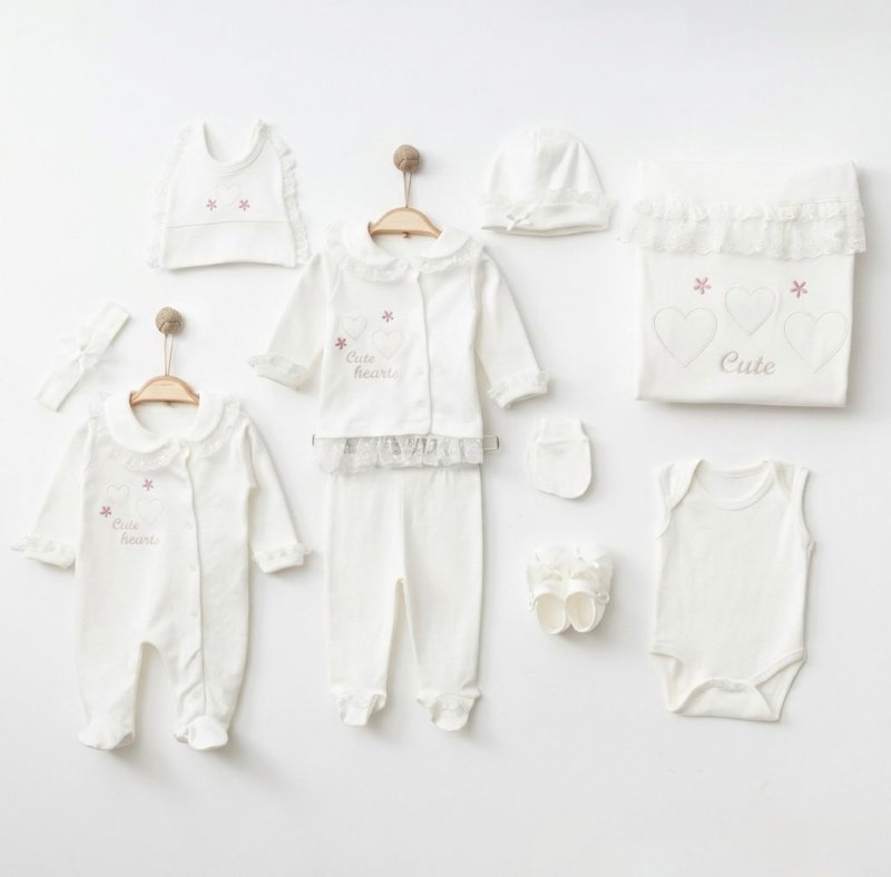 طقم حديث ولاده ١٠ قطع قطن طبيعي🪡