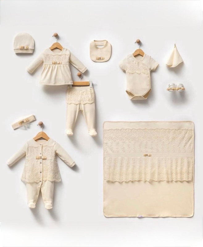 طقم حديث ولاده دانتيل ١٠ قطع قطن طبيعي🪡